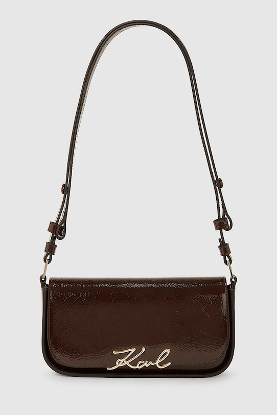 Karl Lagerfeld poșetă de piele nu incape in A4 burgundia A4W30041