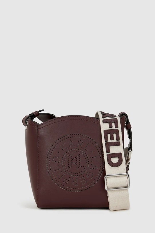 Δερμάτινη τσάντα Karl Lagerfeld απλικέ μπορντό A4W30067