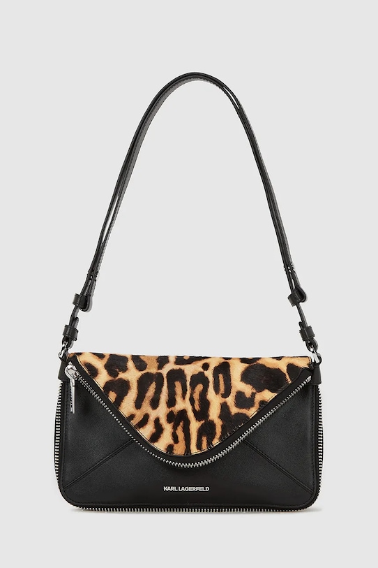 Karl Lagerfeld borsa a mano in pelle pelle fiore marrone A4W30124