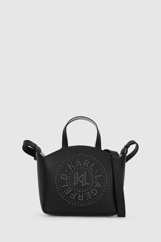 Karl Lagerfeld torebka skórzana K/CIRCLE skóra licowa czarny A4W30070