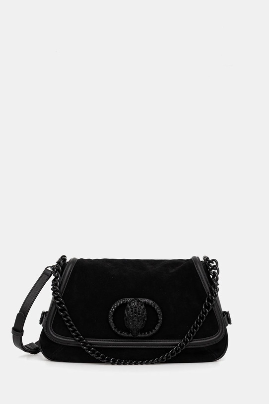 Кожена чанта Kurt Geiger London CHELSEA велур черен 4984100129