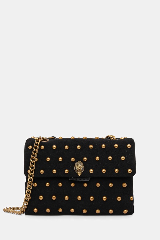 Semišová kabelka Kurt Geiger London KENSINGTON nášivka černá 5023005219
