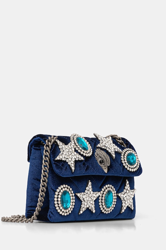 Kurt Geiger London torebka welurowa VELVET MINI KENSINGTON 5018780789 granatowy AW25