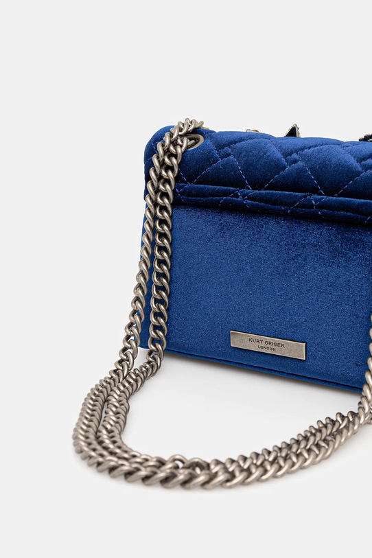 Akcesoria Kurt Geiger London torebka welurowa VELVET MINI KENSINGTON 5018780789 granatowy
