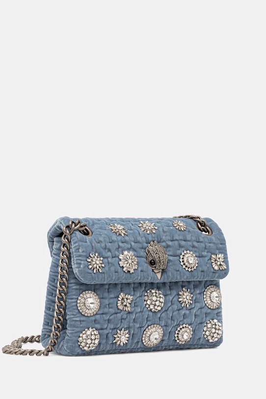 Kurt Geiger London torebka welurowa VELVET MINI KENSINGTON 5018382789 niebieski AW25