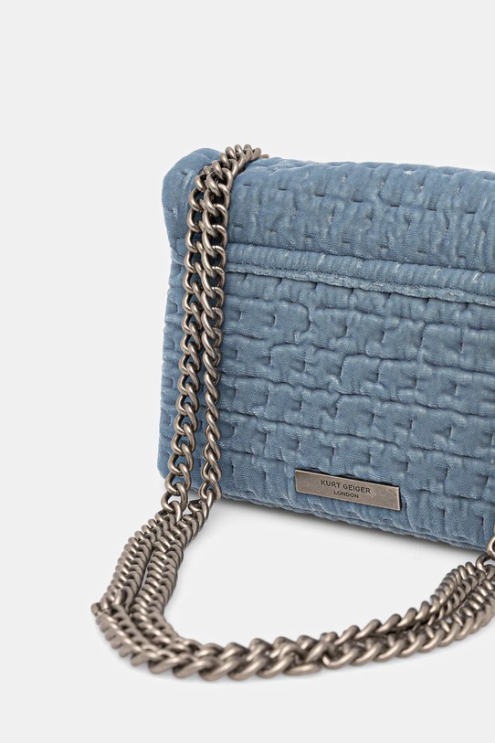 Akcesoria Kurt Geiger London torebka welurowa VELVET MINI KENSINGTON 5018382789 niebieski