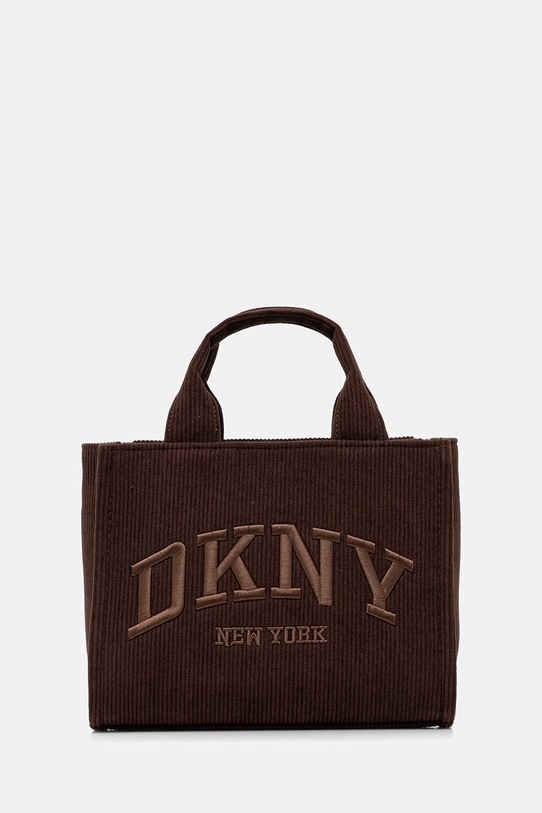 Κοτλέ τσάντα Dkny HADLEE υφασμάτινο καφέ R53ADC80