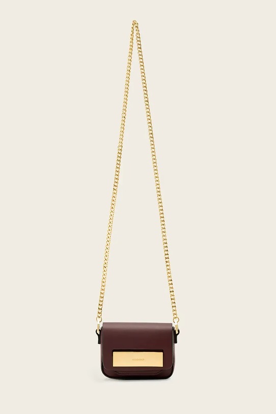 Kožená kabelka AllSaints ETTA usňová koža burgundské W340XD