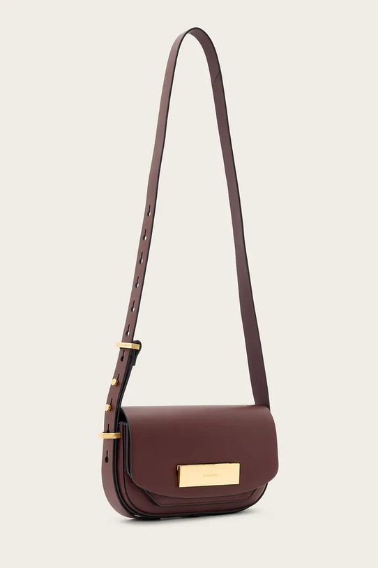 Akcesoria AllSaints torebka skórzana ETTA W294XD bordowy