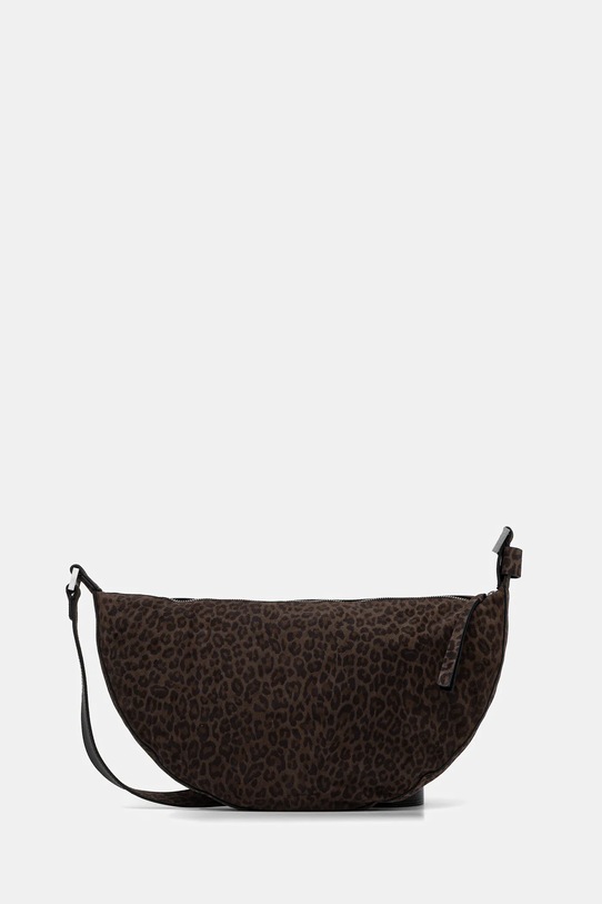 AllSaints torebka zamszowa HALFMOON nie mieści A4 brązowy W357XD