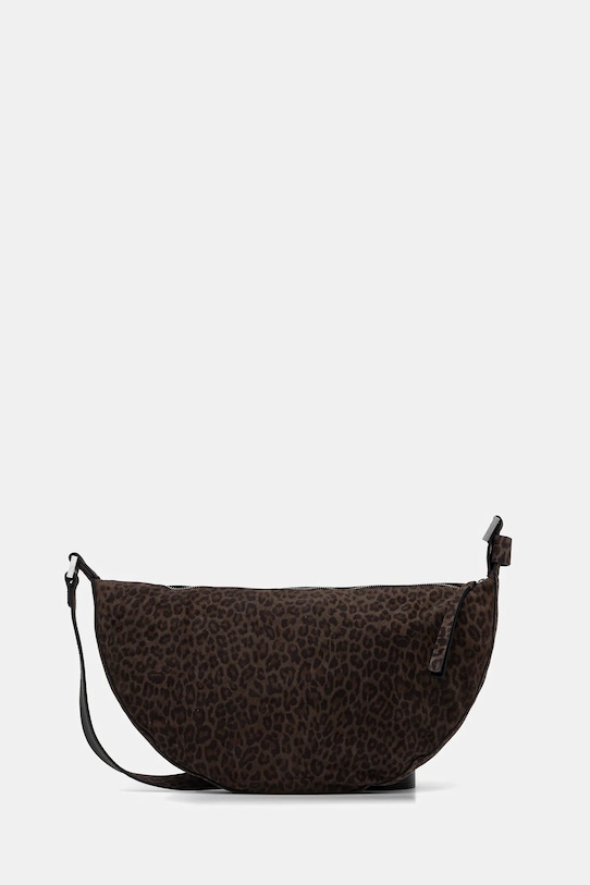 AllSaints torebka zamszowa HALFMOON nie mieści A4 brązowy W357XD