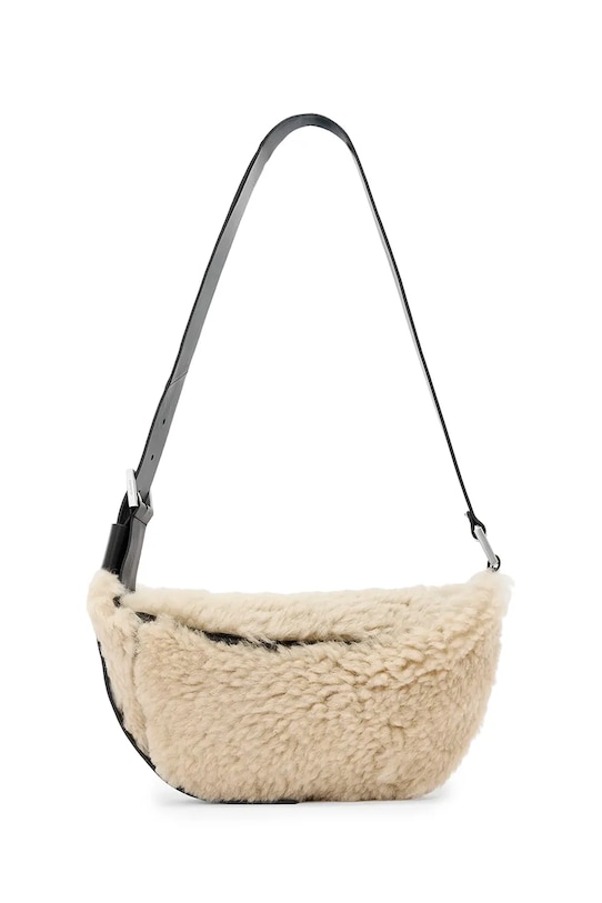 AllSaints torebka wełniana LUNA skóra licowa beżowy W220XD