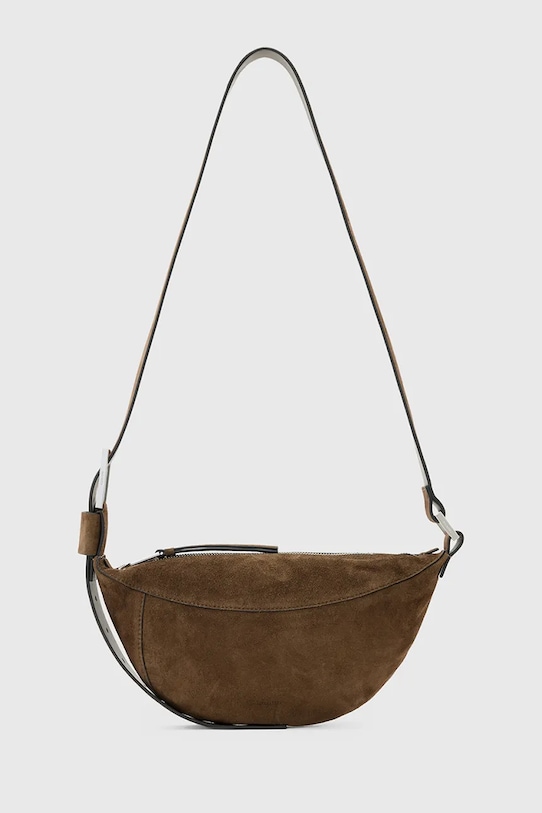 AllSaints torebka zamszowa LUNA nie mieści A4 brązowy W350XD