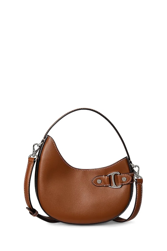 Δερμάτινη τσάντα Lauren Ralph Lauren λείο δέρμα καφέ 431980159