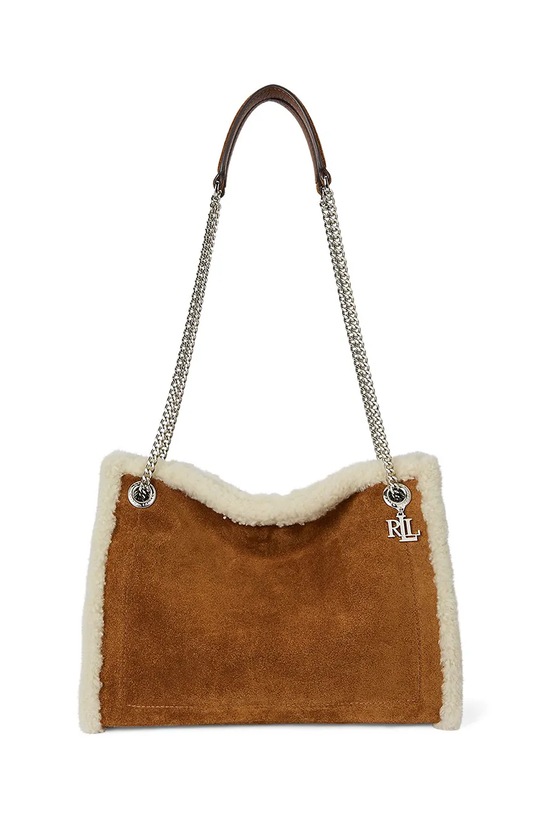 Semišová kabelka Lauren Ralph Lauren semišová kůže hnědá 431980182