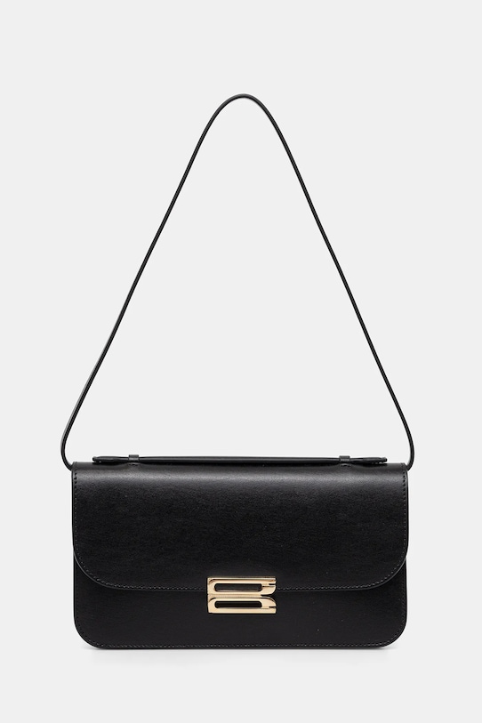 Kožená listová kabelka Victoria Beckham usňová koža čierna B425AAC006932A