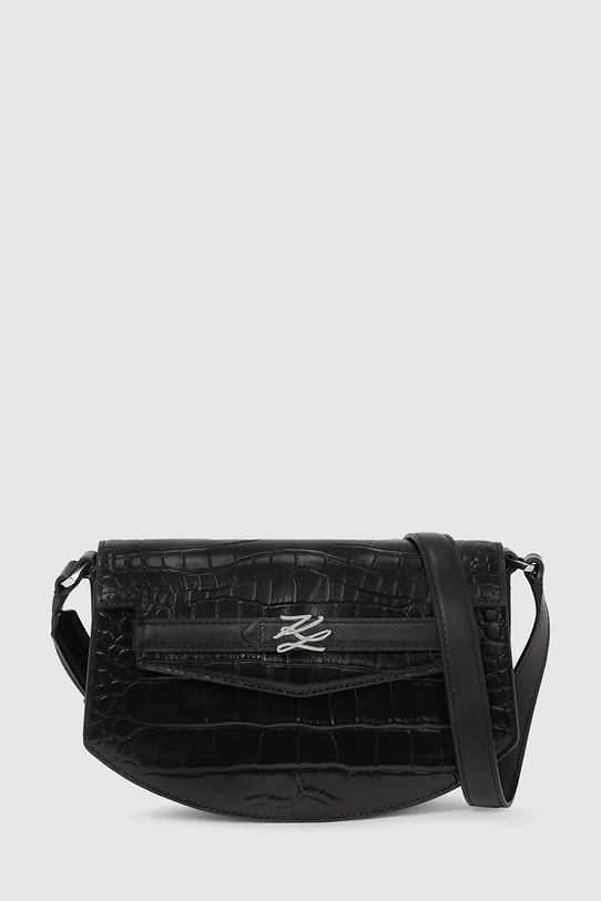 Karl Lagerfeld torebka skórzana Karl Lagerfeld Studio skóra licowa czarny A4W30135