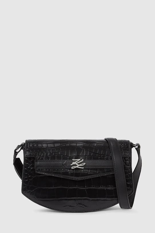 Karl Lagerfeld borsa a mano in pelle Karl Lagerfeld Studio pelle fiore nero A4W30135