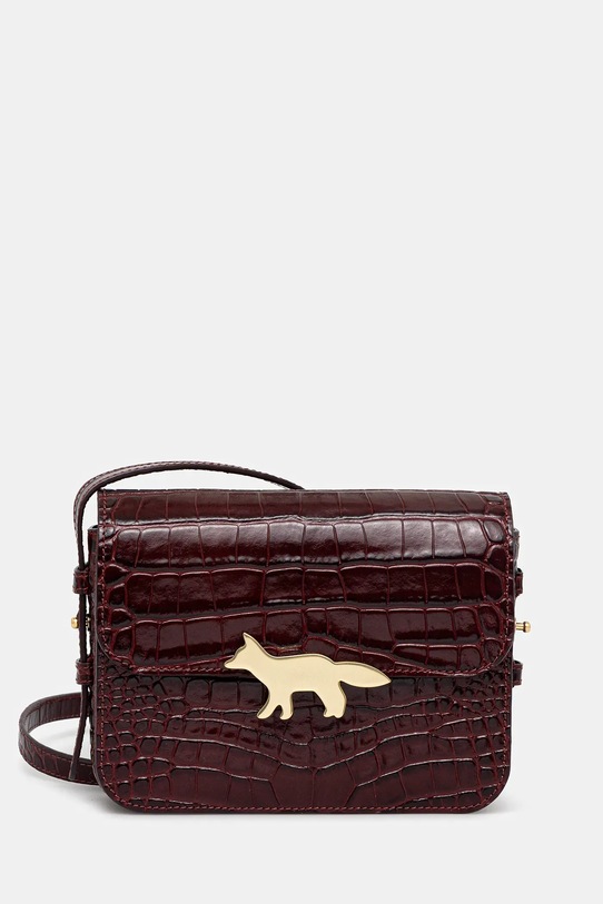 Maison Kitsuné torebka skórzana Edie nie mieści A4 bordowy NW05170LR0045