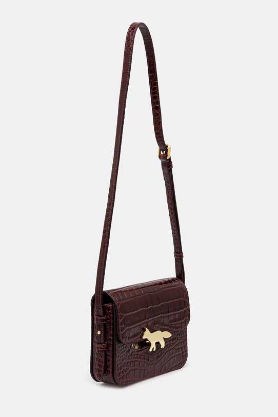 Maison Kitsuné torebka skórzana Edie NW05170LR0045 bordowy AW25