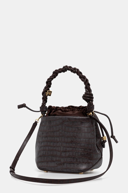 Akcesoria GANNI torebka Bou Bucket Bag A6697 brązowy