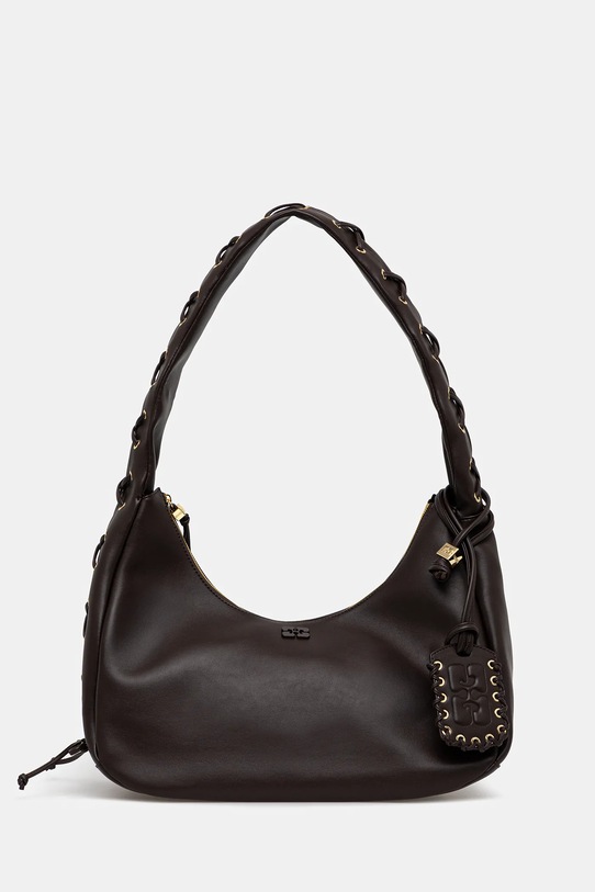 GANNI torebka Hobo Medium Laces gładkie brązowy A7319