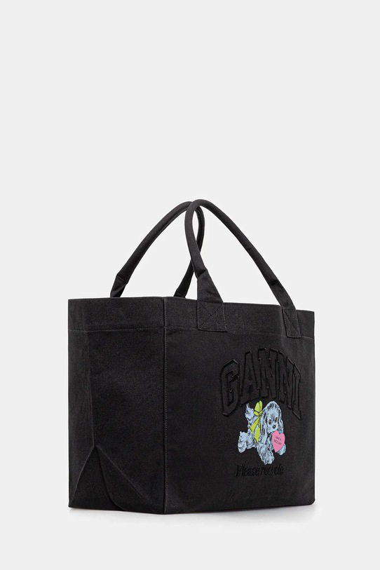 GANNI torebka bawełniana Shopper XXL Pocket Dog Print A7083 czarny AW25