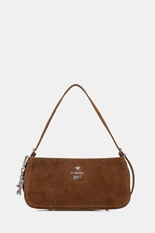 Tommy Jeans torebka skórzana skóra zamszowa brązowy AW0AW18309