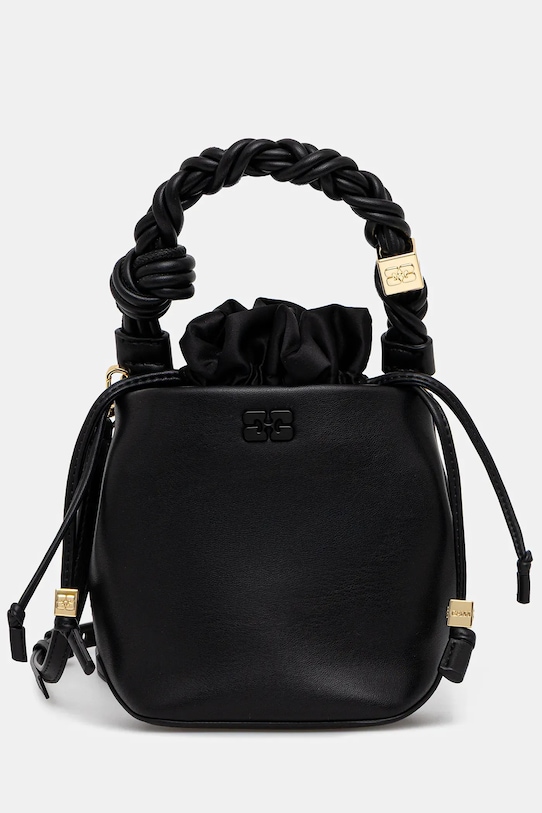 Τσάντα GANNI Bou Bucket Mini λείο δέρμα μαύρο A6800.