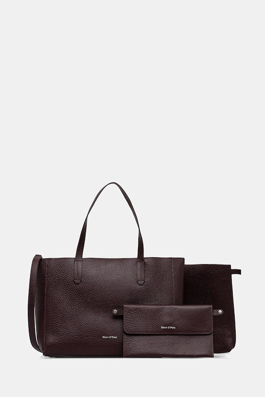 Marc O'Polo poșetă de piele uni burgundia 5000007742