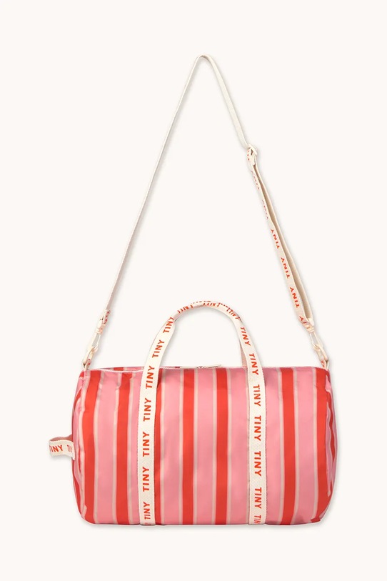 Chłopiec Tinycottons torba dziecięca RETRO STRIPES DUFFLE BAG AW25.546 różowy