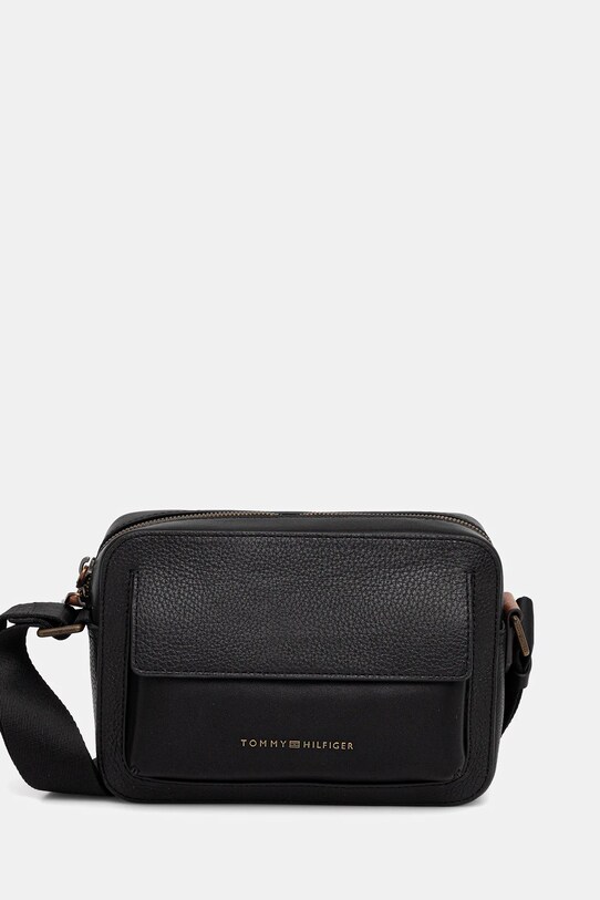 Δερμάτινο φακελάκι Tommy Hilfiger λείο δέρμα μαύρο AM0AM13505