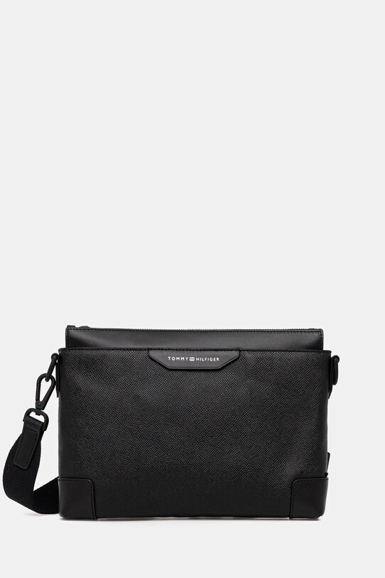 Δερμάτινο φακελάκι Tommy Hilfiger λείο δέρμα μαύρο AM0AM13547