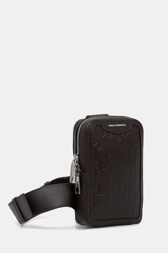 Accesorii Karl Lagerfeld borsetă de piele K/LOOM A3M30179 maro