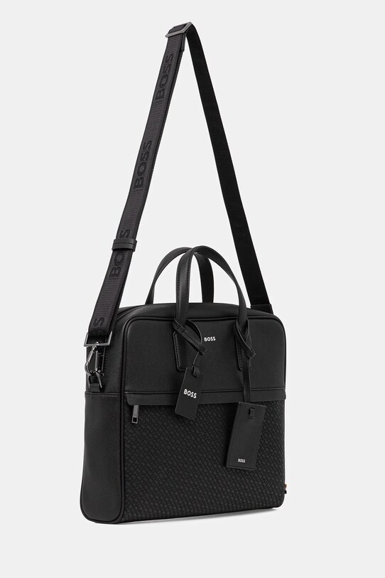 BOSS torba na laptopa skórzana 50548188 czarny AW25
