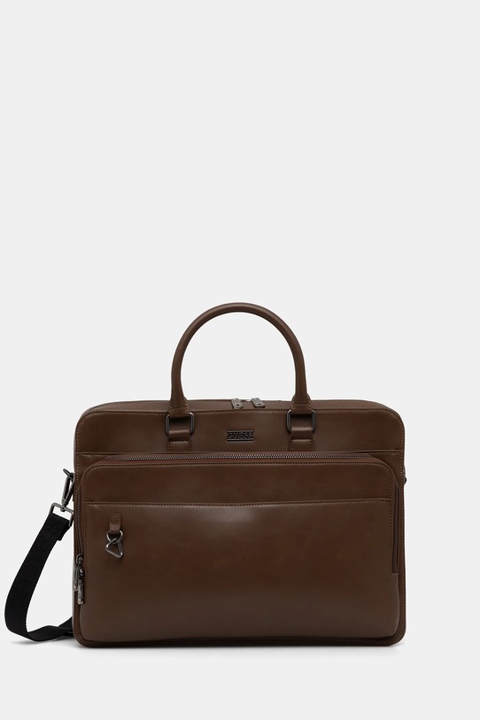 Τσάντα Guess BOSTON απομίμηση λείου δέρματος καφέ HMBOCA.P5338