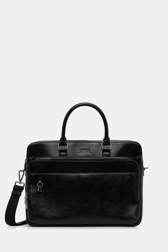 Τσάντα Guess BOSTON απομίμηση λείου δέρματος μαύρο HMBOCA.P5338
