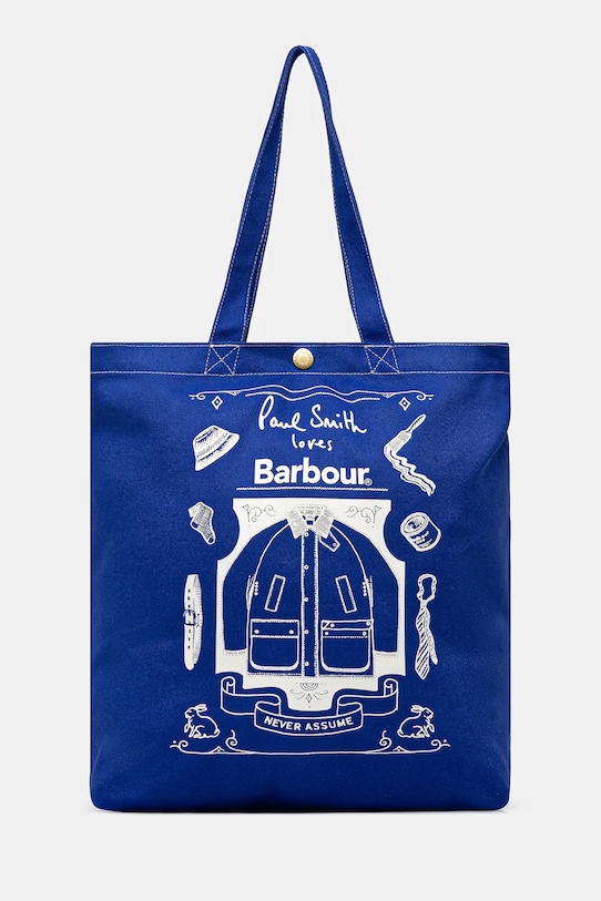 Βαμβακερή τσάντα Barbour x Paul Smith Best In Show στάμπα μπλε UBA0760BL11