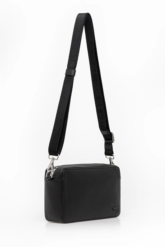 Maison Kitsuné leather handbag Profile Fox Crossbody PM05106LC0045 black AW25