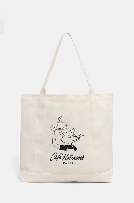 Café Kitsuné torba Barista Fox Tote tekstylny beżowy CKMU05101WW9001