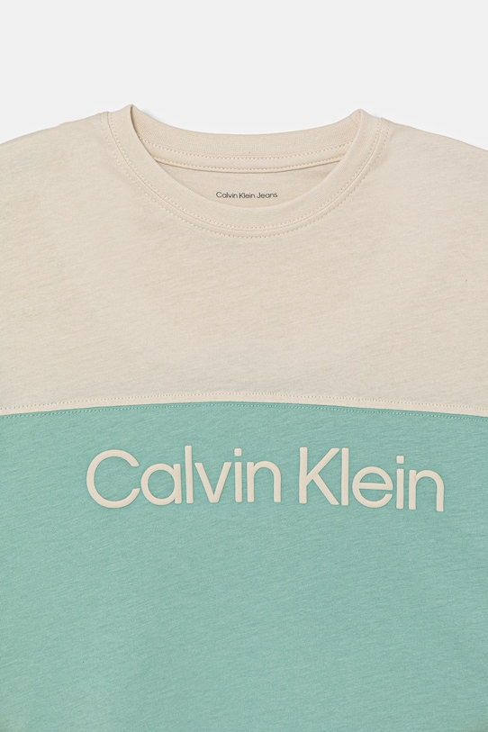 Хлопчик Дитяча бавовняна футболка Calvin Klein Jeans IB0IB02528.104.116.9BYA бірюзовий