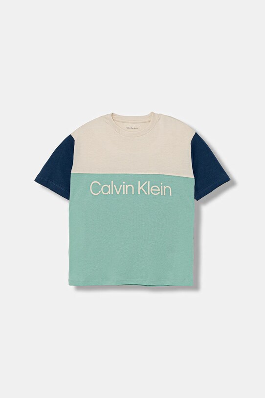 Дитяча бавовняна футболка Calvin Klein Jeans бавовна бірюзовий IB0IB02528.128.170.9BYA
