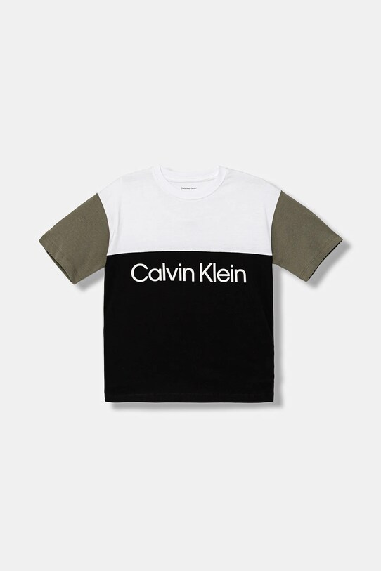 Otroška bombažna kratka majica Calvin Klein Jeans IB0IB02528.128.170.9BYA črna AW25