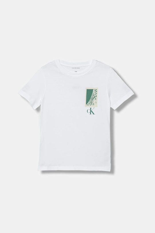 Bavlněné tričko Calvin Klein Jeans IB0IB02532.9BYA bílá AW25