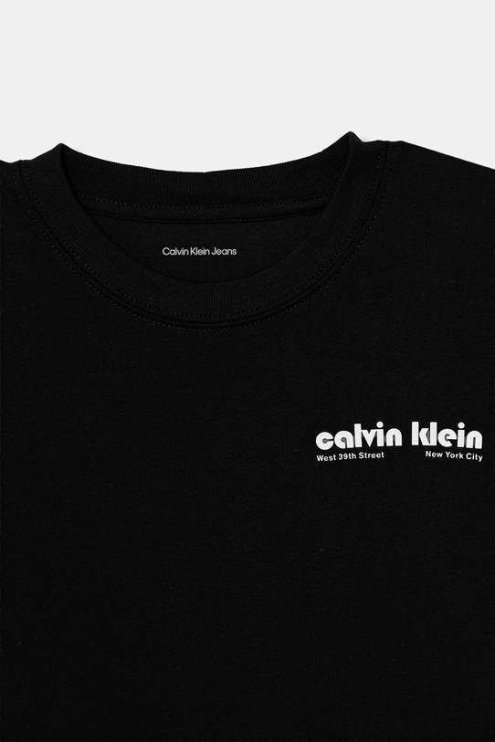 Παιδικό βαμβακερό μπλουζάκι Calvin Klein Jeans μαύρο IB0IB02543.9BYA