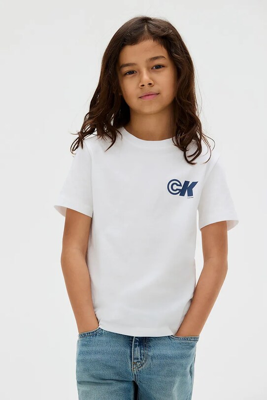 Calvin Klein Jeans t-shirt bawełniany dziecięcy nadruk biały IB0IB02544.9BYA