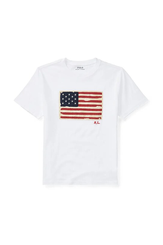 Детская хлопковая футболка Polo Ralph Lauren аппликация белый 323843794004