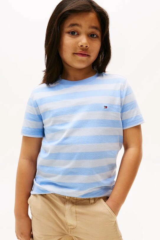 Tommy Hilfiger t-shirt bawełniany dziecięcy wzorzyste niebieski KB0KB06879.128.176.9BYA