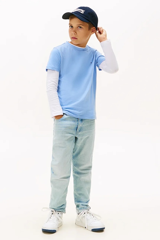 CHLAPEC Dětské bavlněné tričko Tommy Hilfiger KB0KB06879.128.176.9BYA modrá