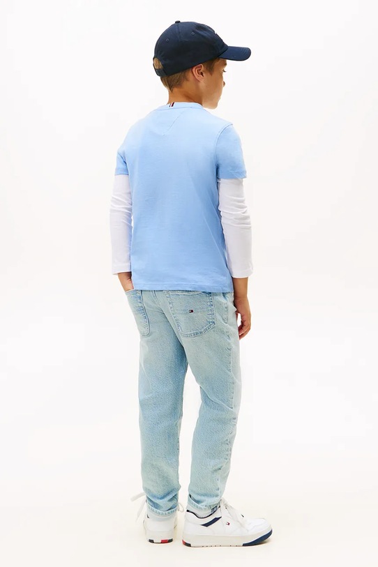 Dětské bavlněné tričko Tommy Hilfiger modrá KB0KB06879.128.176.9BYA